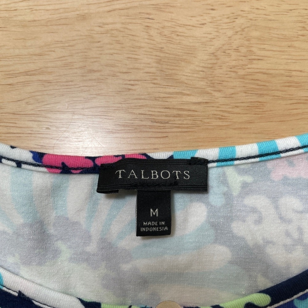Talbots Womens Blue Pink Floral Paisley Sleeveless Keyhole Maxi Dress Medium - Picture 6 of 9